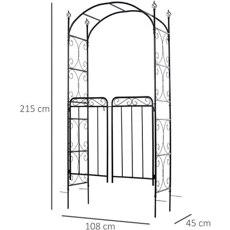 Outsunny Metal Decorative Backyard Arch w/ Gate Garden Arbor for ...