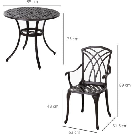 Outsunny 5 PCs Garden Dining Set, Garden Furniture Set, Brown