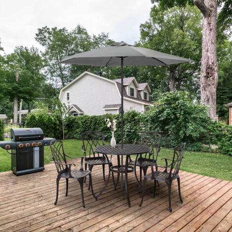 Outsunny 5 PCs Garden Dining Set, Garden Furniture Set, Brown