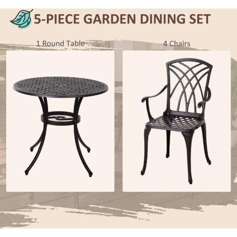 Outsunny 5 PCs Garden Dining Set, Garden Furniture Set, Brown