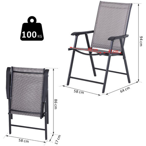 Outsunny 2-PCS Garden Armchairs Outdoor Patio Folding Modern Furniture Grey