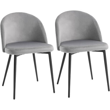 Bucket Chairs Modern Dining Seats, Grey Velvet Dining Chairs Metal Legs