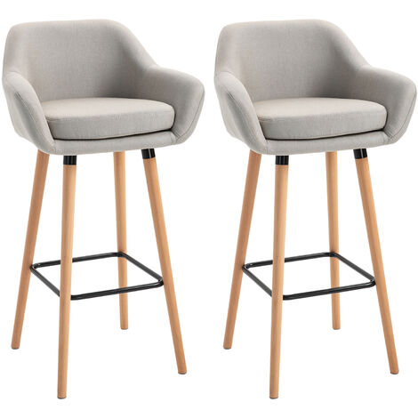 Homcom Set Of 2 Linen Bar Chairs Tub, Linen Bar Stools