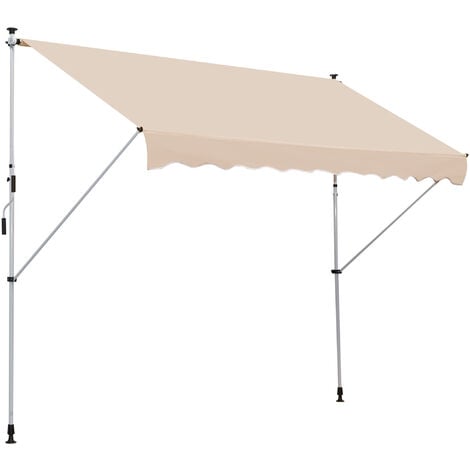 Outsunny 3x1.5m Manual Retractable Patio Awning Floor- to-ceiling Shade Beige