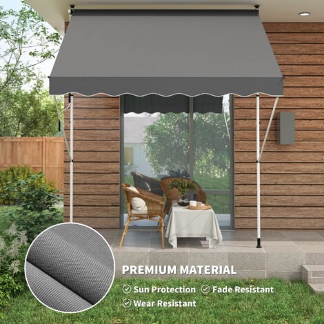 Outsunny 3 x 1.5 m Retractable patio  Awning Floor-to-ceiling shade Grey