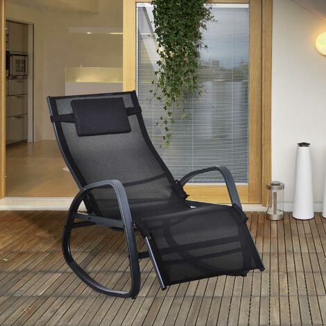 Outsunny Patio Wicker Recliner Chair with Footrest, Outdoor PE