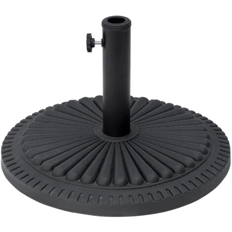 Outsunny 14KG Round Garden Parasol Base, Fits Φ35mm,Φ38mm,Φ48mm Pole - Black