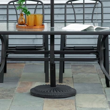Outsunny 14KG Round Garden Parasol Base, Fits Φ35mm,Φ38mm,Φ48mm Pole - Black