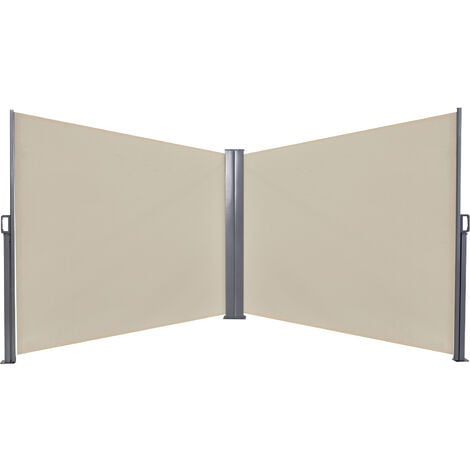 Outsunny Retractable Double Side Awning Screen Fence Privacy  Beige