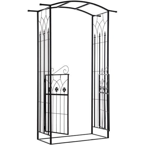 Outsunny Garden Entrance Arch Bench Outdoor Patio Rose Trellis Climbing Plant
