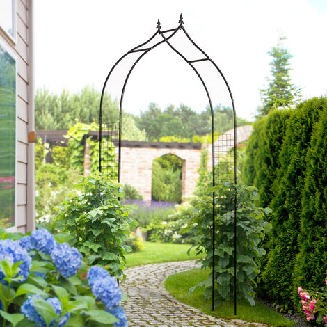 Outsunny Metal Vintage Style Garden Arch Lawn Arbor Trellis Climbing ...