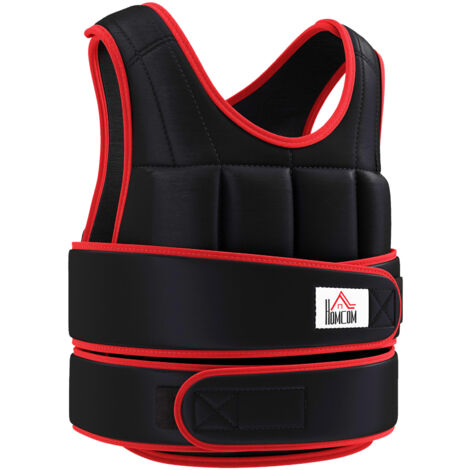 HOMCOM 10KGS Adjustable Weight Vest Running Gym Training Weight Loss Black and Red