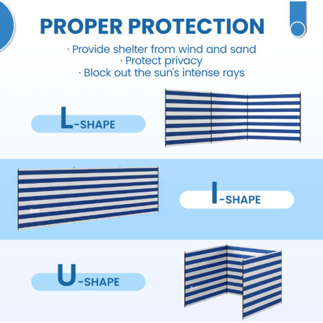 Outsunny Camping Windbreak Portable Wind Blocker Privacy Wall Blue and ...