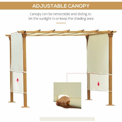 Outsunny Outdoor Retractable Pergola Gazebo Garden Sun Shade Canopy Shelter