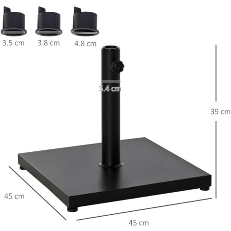 Outsunny 18KG Heavy Duty Steel Parasol Base Square Umbrella Base Stand Black