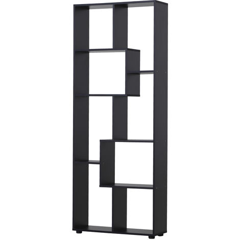 HOMCOM 178cm 8-Shelf Bookcase w/ Melamine Surface Foot Pads Anti-Tip Black