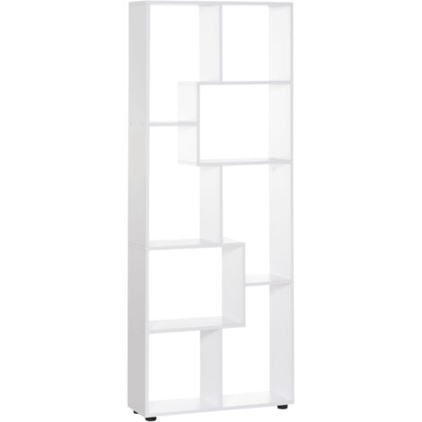 HOMCOM 7-Tier Bookshelf w/ Melamine Surface Foot Pads Anti-Tipping for Home  White