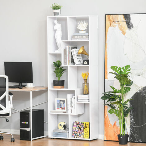 HOMCOM 7-Tier Bookshelf w/ Melamine Surface Foot Pads Anti-Tipping for Home  White