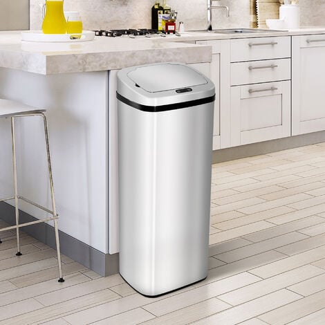 HOMCOM 50L Infrared Automatic Motion Sensor Dustbin Stainless Steel Trash Can