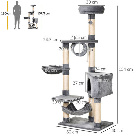 PawHut 150CM Cat Tree Tower Kittens Activity Stand House Scratching Posts