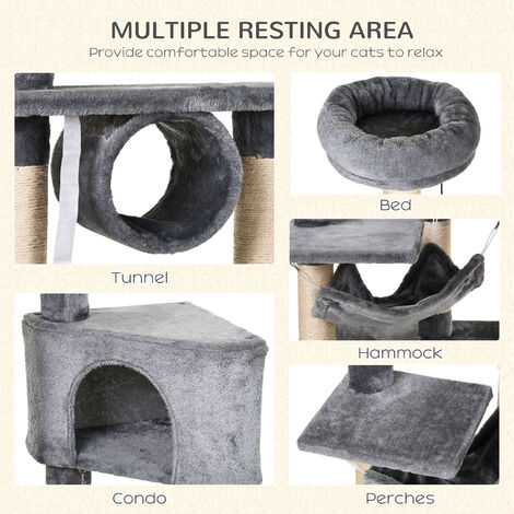 PawHut 150CM Cat Tree Tower Kittens Activity Stand House Scratching Posts