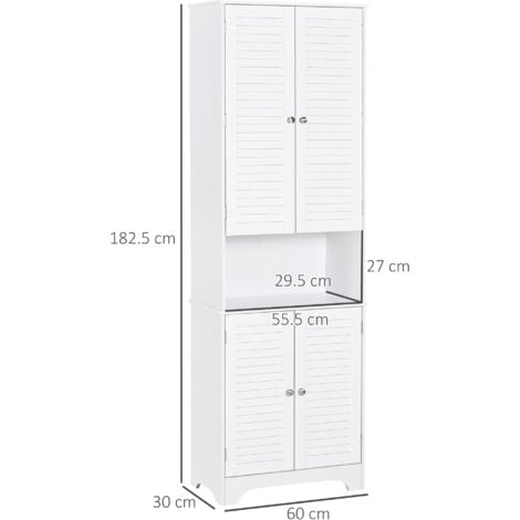 HOMCOM Bathroom Linen Cabinet Freestanding Storage with Shutter