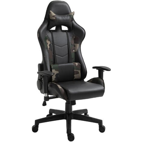 Vinsetto Vibrating Massage Computer Gaming Chair Reclining Seat Wheels Green