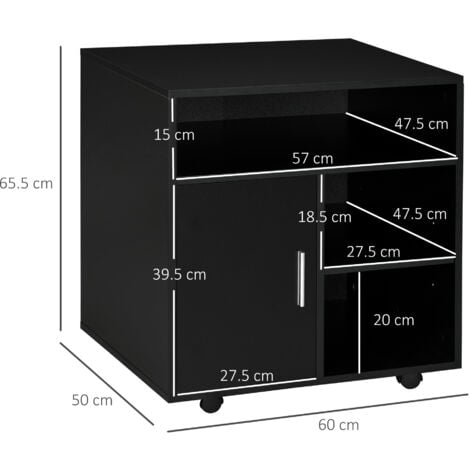 HOMCOM Multi-Storage Printer Unit Office Organisation w/ 5 Compartments Black