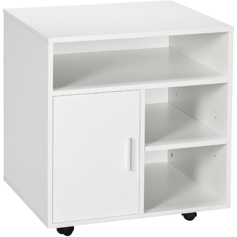 HOMCOM Multi-Storage Printer Unit Office Organisation w/ 5 Compartments White