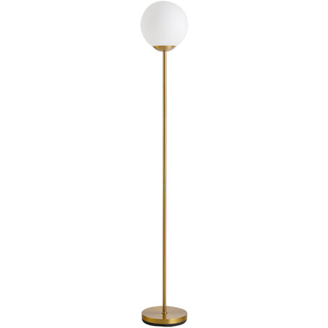 Homcom 171cm Glass Globe Floor Lamp Metal Frame Sphere Light Pedal Switch Gold Homcom 171cm Glass Globe Floor Lamp, 3 Head Metal Globe Floor Lamp