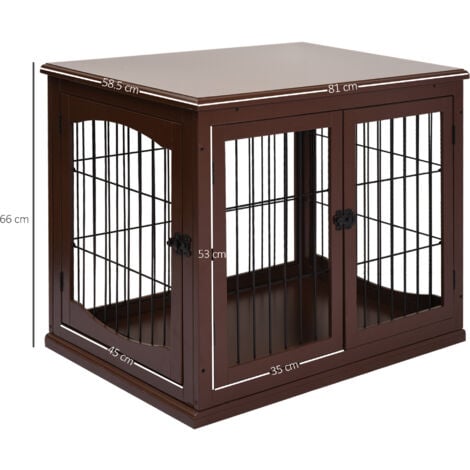 PawHut 66cm Modern Indoor Pet Cage Metal Wire 3 Doors Latches Base Crate Brown