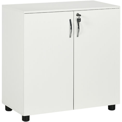 Vinsetto 2-Tier Locking Office Storage Cabinet File Organisation w/ Handles Keys White (1/5)