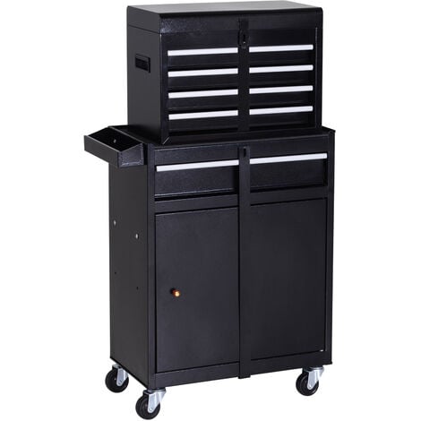 5-Drawer Rolling Tool Chest Big Tool Box Organizer with Wheels and Drawers,High Capacity Removable Tool Cabinet with Lock for Workshop Garage Black 