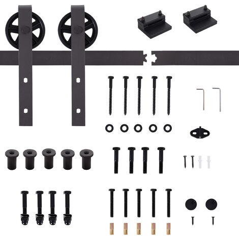 HOMCOM 6FT/1830mm Carbon Steel Sliding Barn Wood Door Hardware Closet Track Set