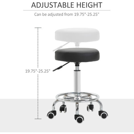 Vinsetto Round PU leather Salon Beautician Stool Adjustable Height Black