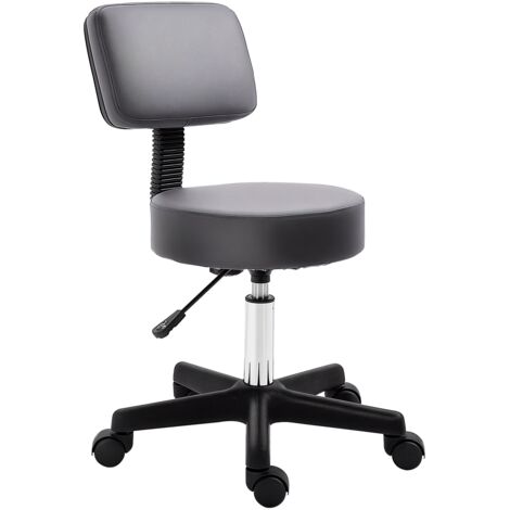 HOMCOM Beautician's Adjustable Swivel Salon Chair Padded Seat Back 5 Wheels Grey