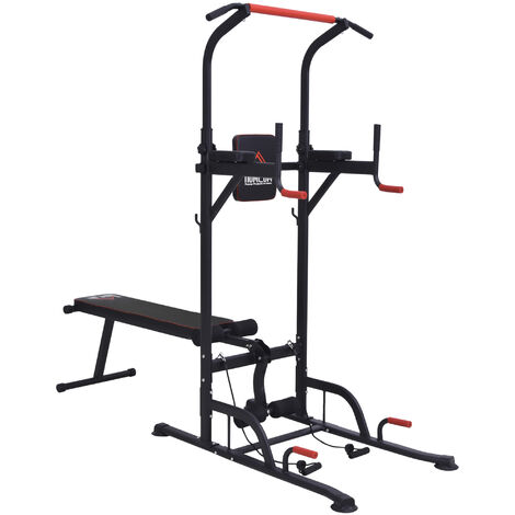 vidaXL Multi-use Gym Utility Fitness Machine -Complete Body Workout with  Adjustable Weight Plates- Suitable for Home and Gym Use in Steel Material.