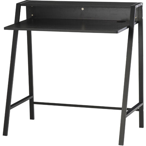 HOMCOM 2-Tier Storage Computer Workstation with Shelf, Metal Frame Black