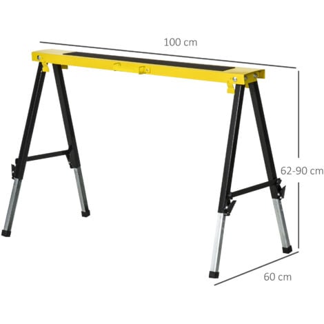 DURHAND Set of 2 Folding Saw Horses Steel Frame w/ Anti-Slip Platform Handle DIY