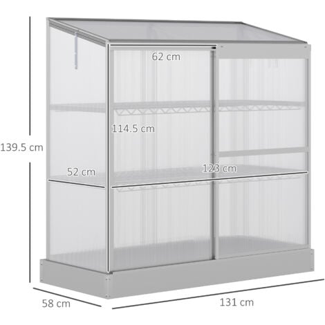 Outsunny 4x2ft 3-Tier Greenhouse Outdoor Plant Grow Aluminium Frame w ...