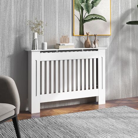 HOMCOM Radiator Cover Painted Slatted MDF Cabinet Lined Grill S/M/L S