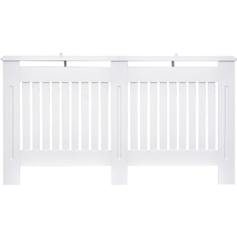 HOMCOM Radiator Cover Painted Slatted Cabinet MDF Lined Grill White 152L x 19W x 81H (cm)
