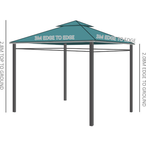 Outsunny 3 x 3m Metal Garden Gazebo Marquee Party Tent Canopy Pavilion Sidewalls