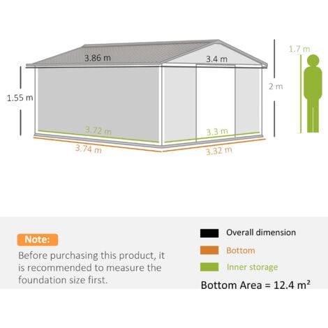 Outsunny Outdoor Garden Storage Shed w/2 Doors Galvanised Metal Yellow