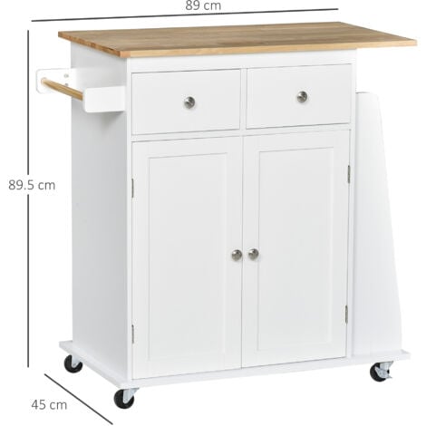 Kitchen Island Storage Cabinet Rolling Trolley with Wood Top, 3-Tier Spice Rack