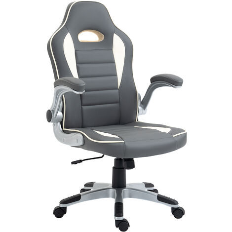 Vinsetto Office Chair Height Adjustable Swivel Chair With Tilt Function PU Grey