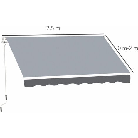 Outsunny Garden Sun Shade Canopy Retractable Awning Grey