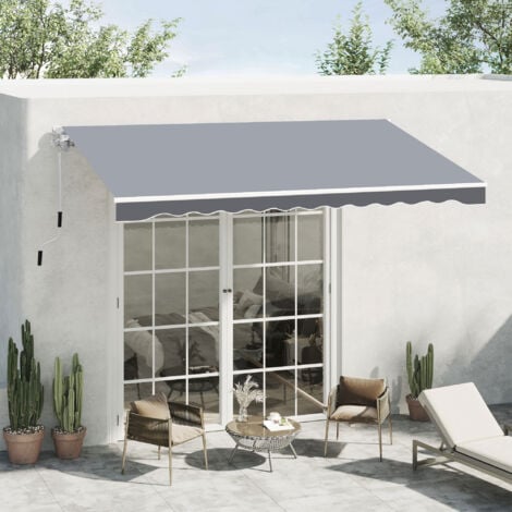 Outsunny Garden Sun Shade Canopy Retractable Awning Grey