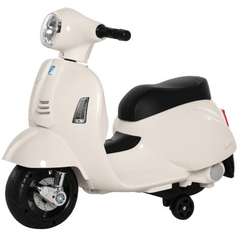 HOMCOM Kids Electric Ride On Motorbike Vespa Licensed 6V Toys for 18-36 Months White