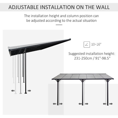 Outsunny Outdoor Patio Gazebo Pergola, Aluminum Post, 4.35 x 3 m PC Roof